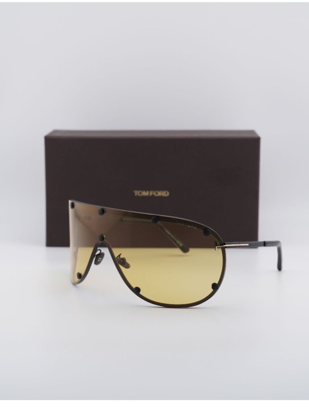 Tom Ford Kyler FT1043 02E Shield Sunglasses - Black / Brown